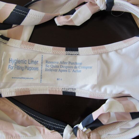 New Cremieux Women Multicolor Striped Tie Side Hipster Bikini Swim Bottom S - Picture 8 of 9